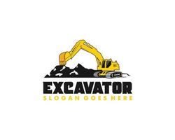 modello di logo dell'escavatore, attrezzature pesanti per il logo di costruzione vettore