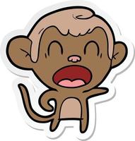 adesivo di una scimmia cartone animato che urla vettore