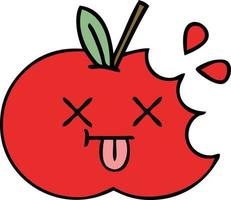 mela rossa simpatico cartone animato vettore