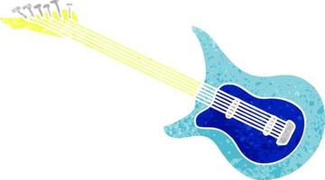 doodle retrò dei cartoni animati di una chitarra vettore