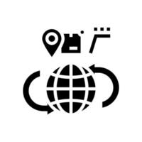 illustrazione vettoriale dell'icona del glifo di monitoraggio della spedizione globale