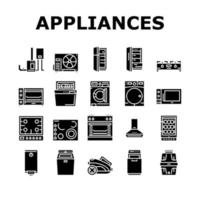 elettrodomestici apparecchiature domestiche icone set vettoriale