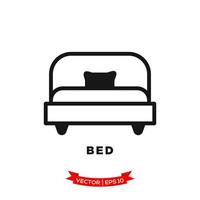 illustrazione della camera da letto, icona del letto in stile piatto alla moda