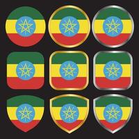 icona vettore bandiera etiopia con bordo oro e argento