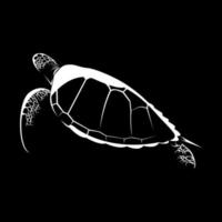 silhouette di tartaruga isolata su sfondo nero illustrazione vettoriale
