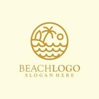 spiaggia, mare, tramonto, alba, logo design illustrazione vettoriale