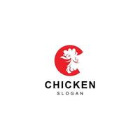 il logo del gallo progetta l'illustrazione del modello, il design del logo della testa di pollo vettore