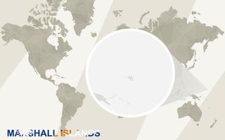 ingrandisci la mappa e la bandiera delle isole marshall. mappa del mondo. vettore