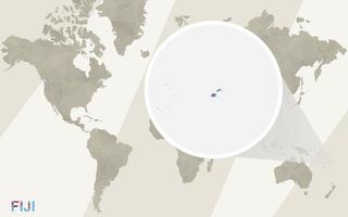 ingrandisci la mappa e la bandiera delle Figi. mappa del mondo. vettore
