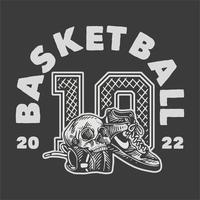 basket tipografia slogan vintage per t-shirt design vettore