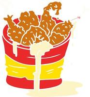 secchio di doodle del fumetto di pollo fritto vettore