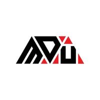 design del logo della lettera del triangolo mdu con forma triangolare. monogramma di design del logo del triangolo mdu. modello di logo vettoriale triangolo mdu con colore rosso. logo triangolare mdu logo semplice, elegante e lussuoso. mdu