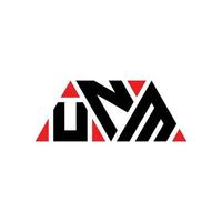 design del logo della lettera triangolare unm con forma triangolare. monogramma unm triangolo logo design. modello di logo vettoriale triangolo unm con colore rosso. unm logo triangolare logo semplice, elegante e lussuoso. unm