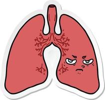 adesivo di un cartone animato polmoni vettore