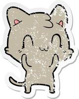 adesivo angosciato di un gatto felice dei cartoni animati vettore