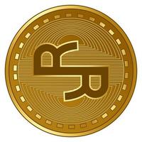 illustrazione vettoriale della moneta di criptovaluta a catena futuristica d'oro