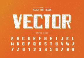 texture grassetto e vettore alfabeto, carattere tipografico e numero di design, testo grafico su sfondo grunge
