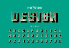 carattere circolare mezzitoni e vettore alfabeto in grassetto, carattere digitale e design numerico, testo grafico su sfondo