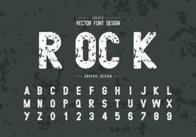 carattere vintage e vettore dell'alfabeto, design della lettera e del numero del carattere tipografico in stile texture