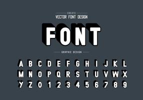 carattere ombra e vettore alfabeto, design di lettere e numeri di caratteri di stile