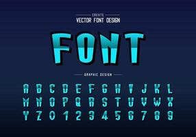 carattere riflettente e vettore alfabeto cartone animato, lettera di carattere tipografico alto gradiente e design numerico