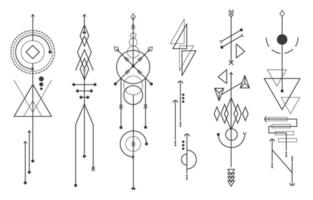 disegno di doodle geometrico astratto del tatuaggio minimalista vettore