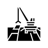 illustrazione vettoriale dell'icona del glifo per la costruzione di strade di gru