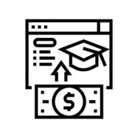 illustrazione vettoriale dell'icona della linea di pagamento dell'istruzione su Internet