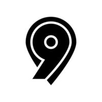 illustrazione vettoriale dell'icona del glifo del nono numero