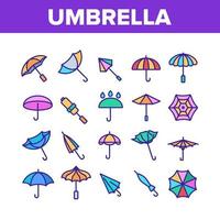 la pioggia dell'ombrello protegge le icone della raccolta impostano il vettore