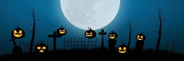 sfondo verticale di halloween con zucca, casa stregata e luna piena. modello di volantino o invito per la festa di halloween. illustrazione vettoriale. vettore