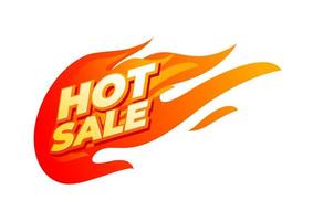 segno di fuoco di vendita calda, banner di fuoco di promozione, cartellino del prezzo, vendita calda, offerta, prezzo. vettore