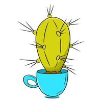 insieme variopinto dell'illustrazione di doodle del cactus. vettore