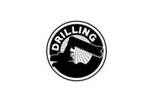 appaltatore, escavatore e perforatrice logo design ispirazione attrezzature pesanti logo vettore per società di costruzioni. illustrazione creativa dell'escavatore per il modello di logo.