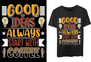 t-shirt con tipografia di caffè premium per gli amanti del caffè vettore