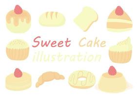 una raccolta di illustrazioni di torte dolci vettore