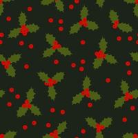 sfondo di Natale senza soluzione di continuità con fiori di agrifoglio rosso e verde. illustrazione vettoriale. eps10 vettore