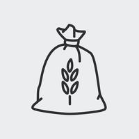 icona della linea del sacco di farina di frumento. segno del sacco di grano. design per modello di progettazione di pacchetti alimentari, incisione di cibo. illustrazione vettoriale