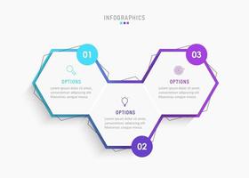 modello di progettazione di etichetta infografica vettoriale con icone e 3 opzioni o passaggi. può essere utilizzato per diagramma di processo, presentazioni, layout del flusso di lavoro, banner, diagramma di flusso, grafico informativo.