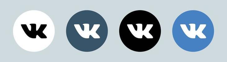 v kontakte logo in cerchio. illustrazione vettoriale del logotipo della rete sociale popolare.