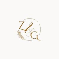 logo del monogramma del matrimonio iniziale zg vettore
