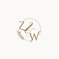 zw logo iniziale del monogramma del matrimonio vettore