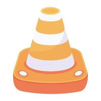 un'icona piatta modificabile del cono di traffico vettore