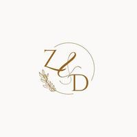 logo del monogramma iniziale del matrimonio zd vettore