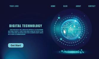 concetto di tecnologia per modello di banner web o brochure, colore blu.