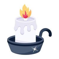 un'icona del design piatto della fiamma di una candela vettore