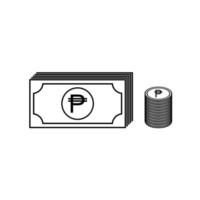 pila di pesos filippini, php, simbolo dell'icona di valuta filippina. illustrazione vettoriale