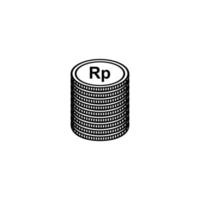 pila di valuta indonesiana, rupia, idr, simbolo dell'icona del mucchio di soldi. illustrazione vettoriale