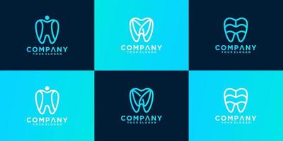 collezione, logo per la salute dentale in stile art linea vettore