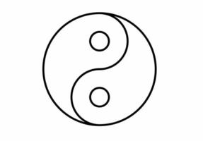 simbolo di linea sottile yin yang isolato su sfondo bianco vettore